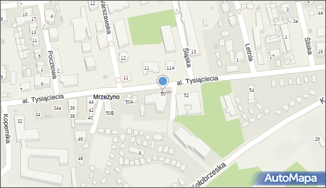 Mrzeżyno, Aleja Tysiąclecia, 50, mapa Mrzeżyno