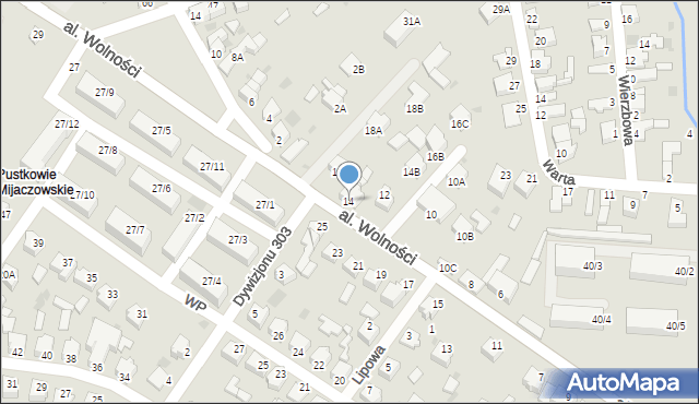Myszków, Aleja Wolności, 14, mapa Myszków