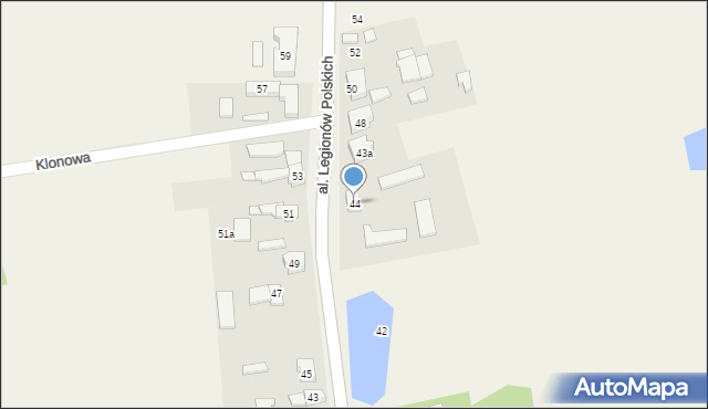 Nieborów, Aleja Legionów Polskich, 44, mapa Nieborów