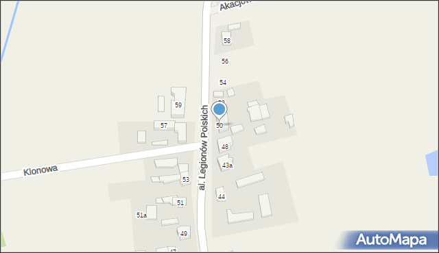 Nieborów, Aleja Legionów Polskich, 50, mapa Nieborów