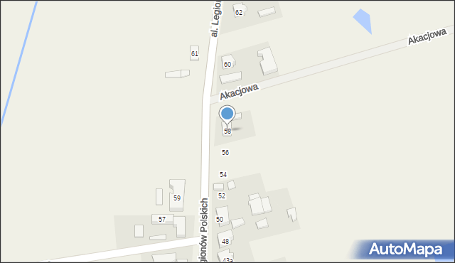 Nieborów, Aleja Legionów Polskich, 58, mapa Nieborów