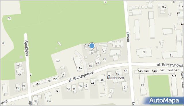 Niechorze, Aleja Bursztynowa, 21, mapa Niechorze