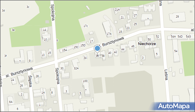 Niechorze, Aleja Bursztynowa, 36, mapa Niechorze