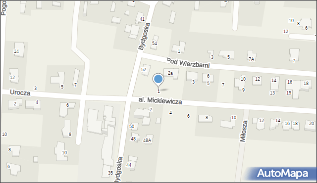 Niemcz, Aleja Mickiewicza Adama, 1, mapa Niemcz