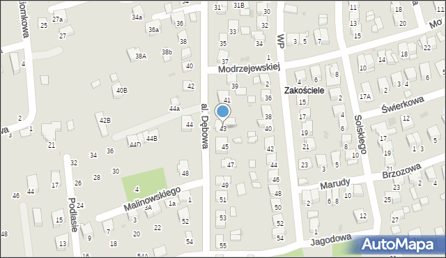 Niepołomice, Aleja Dębowa, 43, mapa Niepołomice