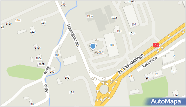 Nowy Sącz, Aleje Piłsudskiego Józefa, marsz., 106B, mapa Nowego Sącza