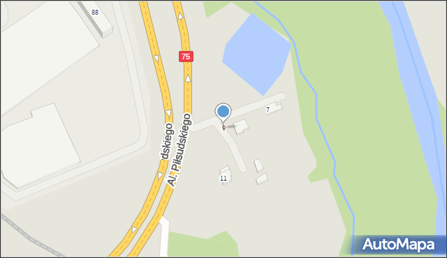 Nowy Sącz, Aleje Piłsudskiego Józefa, marsz., 9, mapa Nowego Sącza