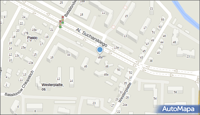 Nowy Sącz, Aleje Sucharskiego Henryka, mjr., 46a, mapa Nowego Sącza