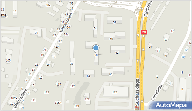 Nowy Sącz, Aleje Sucharskiego Henryka, mjr., 56, mapa Nowego Sącza