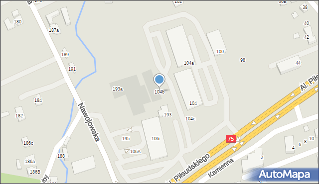 Nowy Sącz, Aleje Piłsudskiego Józefa, marsz., 104b, mapa Nowego Sącza