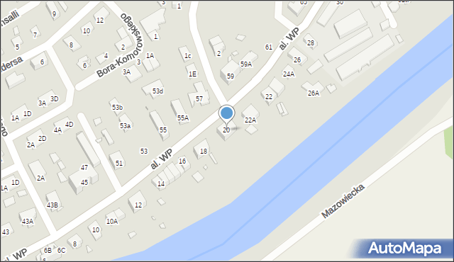 Nysa, Aleja Wojska Polskiego, 20, mapa Nysy
