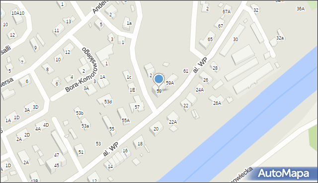 Nysa, Aleja Wojska Polskiego, 59, mapa Nysy
