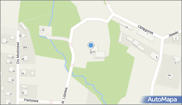 Oblęgorek, Aleja Lipowa, 24, mapa Oblęgorek