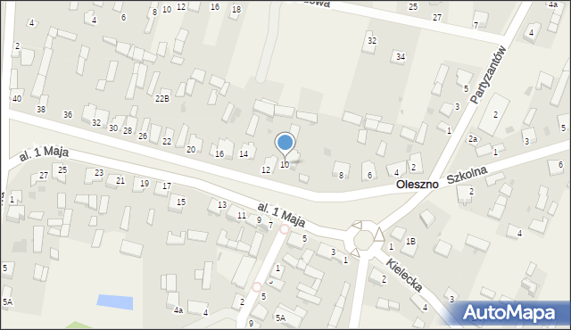 Oleszno, Aleja 1 Maja, 10, mapa Oleszno