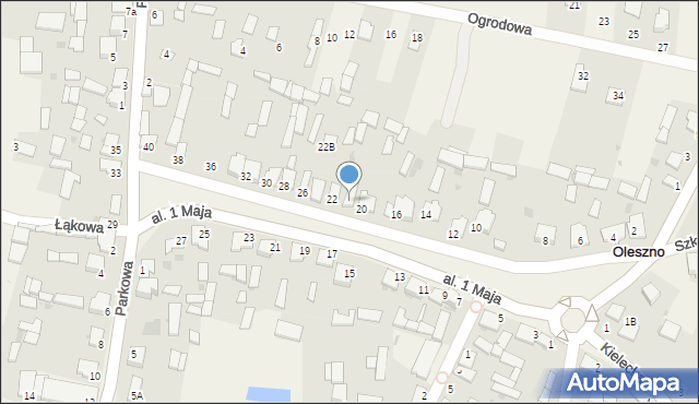 Oleszno, Aleja 1 Maja, 24, mapa Oleszno