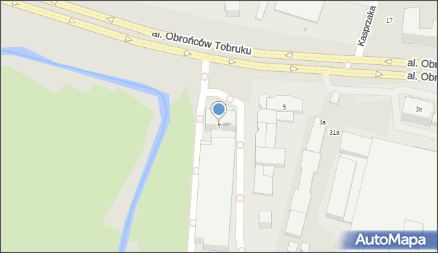 Olsztyn, Aleja Obrońców Tobruku, 7, mapa Olsztyna