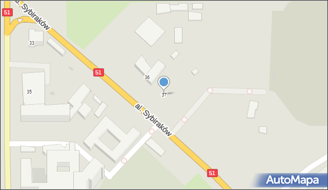 Olsztyn, Aleja Sybiraków, 37, mapa Olsztyna