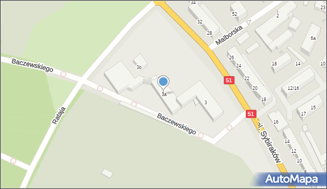 Olsztyn, Aleja Sybiraków, 3a, mapa Olsztyna