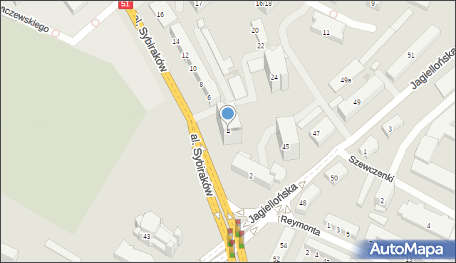 Olsztyn, Aleja Sybiraków, 4, mapa Olsztyna