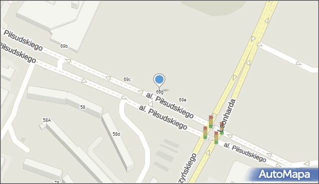 Olsztyn, Aleja Piłsudskiego Józefa, marsz., 69g, mapa Olsztyna