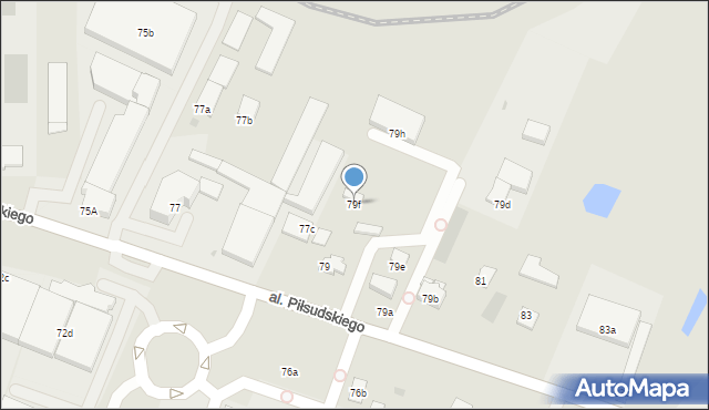 Olsztyn, Aleja Piłsudskiego Józefa, marsz., 79f, mapa Olsztyna