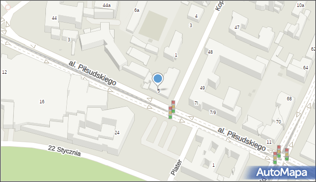 Olsztyn, Aleja Piłsudskiego Józefa, marsz., 5, mapa Olsztyna