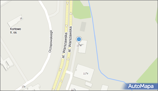 Olsztyn, Aleja Warszawska, 117e, mapa Olsztyna