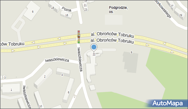 Olsztyn, Aleja Obrońców Tobruku, 11, mapa Olsztyna