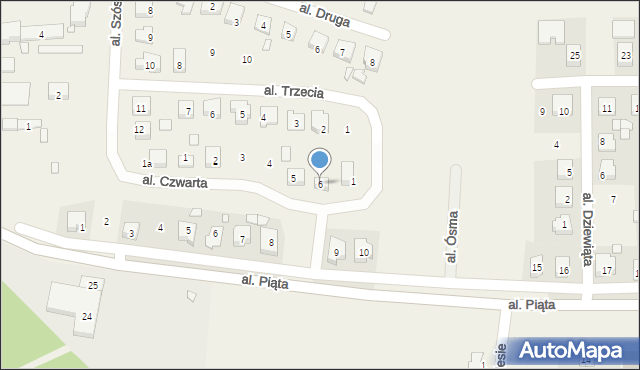 Osiniec, Aleja Czwarta, 6, mapa Osiniec