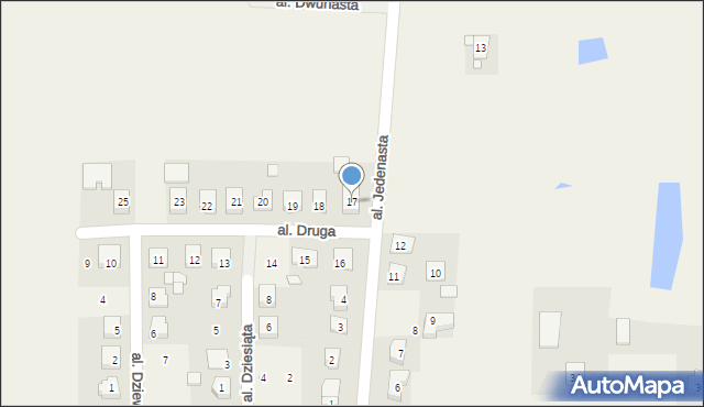 Osiniec, Aleja Druga, 17, mapa Osiniec