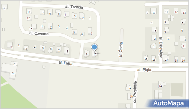 Osiniec, Aleja Piąta, 10, mapa Osiniec