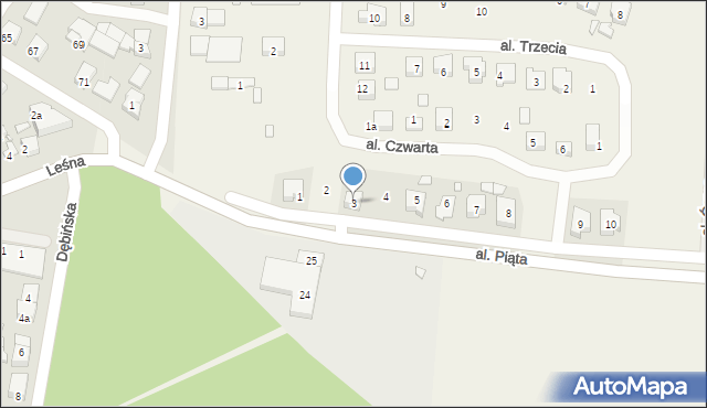 Osiniec, Aleja Piąta, 3, mapa Osiniec