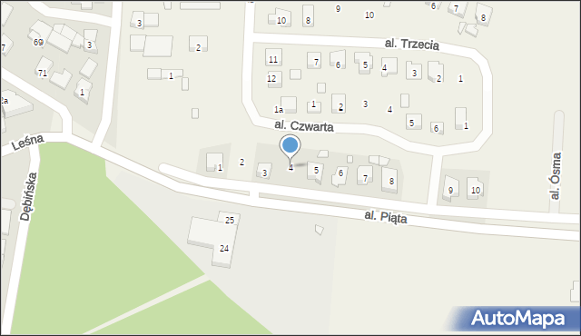 Osiniec, Aleja Piąta, 4, mapa Osiniec