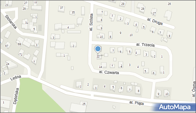 Osiniec, Aleja Szósta, 12, mapa Osiniec