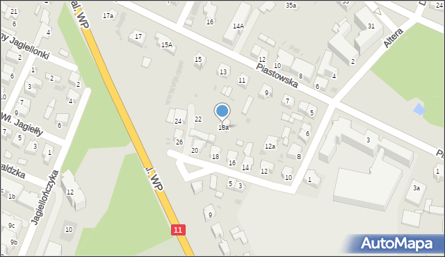 Ostrzeszów, Altera Franciszka, gen., 18a, mapa Ostrzeszów