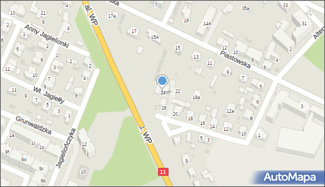 Ostrzeszów, Altera Franciszka, gen., 24, mapa Ostrzeszów