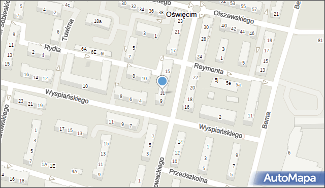 Oświęcim, Aleja Słowackiego Juliusza, 11, mapa Oświęcimia