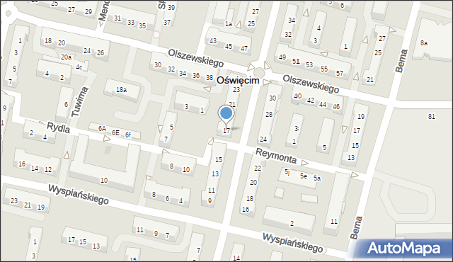 Oświęcim, Aleja Słowackiego Juliusza, 17, mapa Oświęcimia