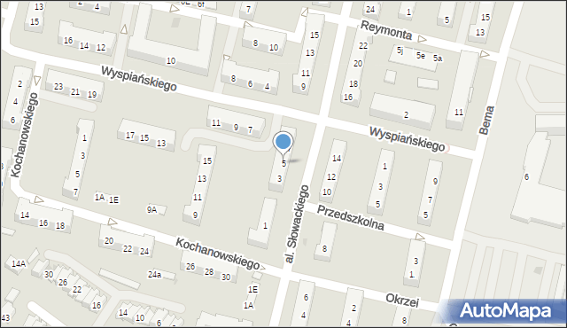 Oświęcim, Aleja Słowackiego Juliusza, 5, mapa Oświęcimia