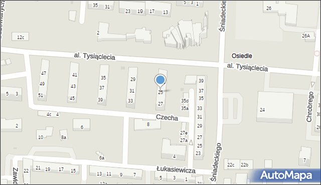 Oświęcim, Aleja Tysiąclecia, 25, mapa Oświęcimia