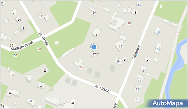 Piaseczno, Aleja Brzóz, 17, mapa Piaseczno