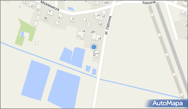 Piasek, Aleja Dębowa, 22, mapa Piasek