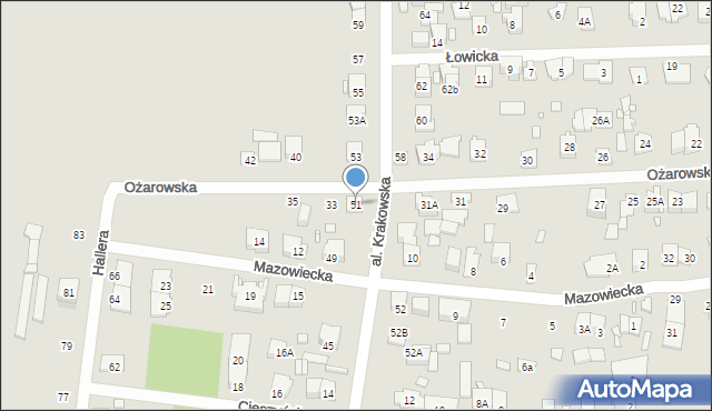 Piastów, Aleja Krakowska, 51, mapa Piastów
