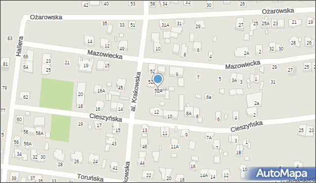 Piastów, Aleja Krakowska, 52A, mapa Piastów