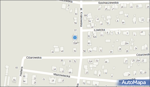 Piastów, Aleja Krakowska, 53A, mapa Piastów