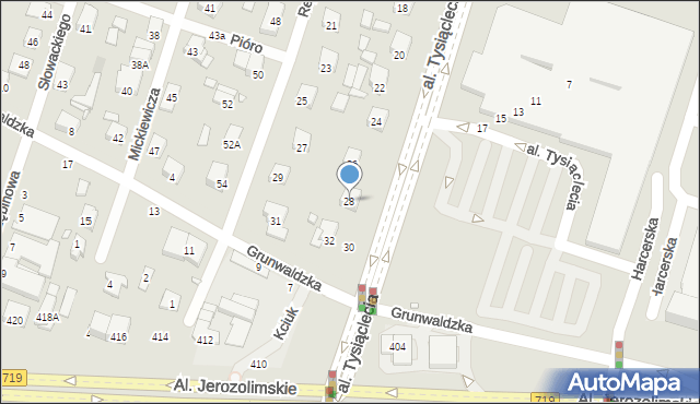 Piastów, Aleja Tysiąclecia, 28, mapa Piastów