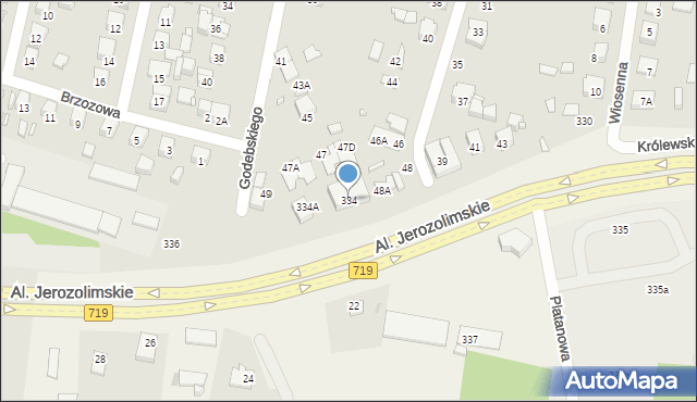 Piastów, Aleje Jerozolimskie, 334, mapa Piastów