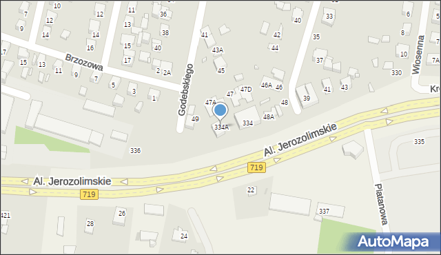 Piastów, Aleje Jerozolimskie, 334A, mapa Piastów