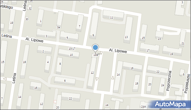 Pionki, Aleje Lipowe, 12a, mapa Pionki