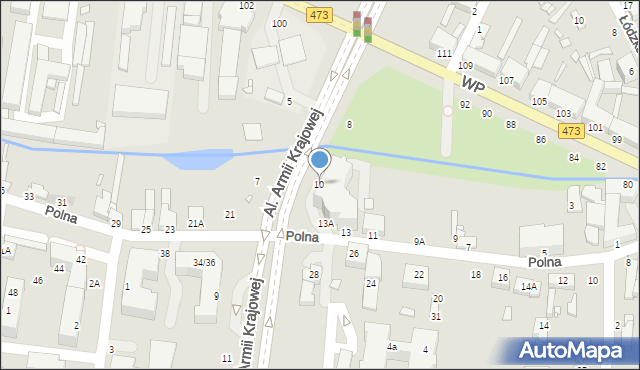 Piotrków Trybunalski, Al. Armii Krajowej, 10, mapa Piotrków Trybunalski